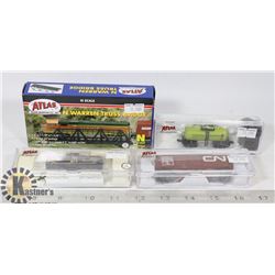 ATLAS MODEL RAILROAD- "N" SCALE TRAIN CARS (3)