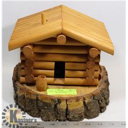 WOOD CABIN- HANDMADE FOLK ART PIECE MADE IN 1978