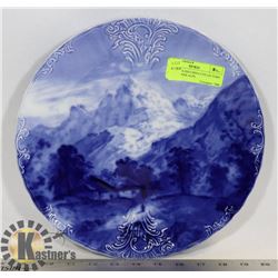 BLUE ENGLISH CHINA COLLECTORS PLATE- SWISS ALPS