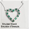 Image 1 : SILVER SIMULATION EMERALD 18"  NECKLACE