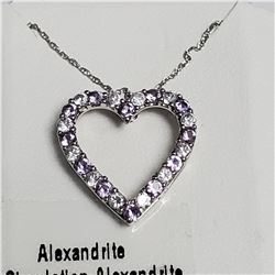 SILVER SIMULATION ALEXANDRITE 18" NECKLACE