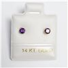 Image 1 : 14K YELLOW GOLD AMETHYST SCREW BACK EARRINGS