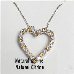 SILVER NATURAL CITRINE 18"  NECKLACE