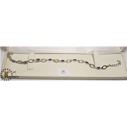 SILVER AMETHYST BRACELET (8" LONG)