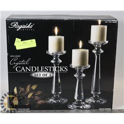 CRYSTAL CANDLESTICKS- SET OF 3