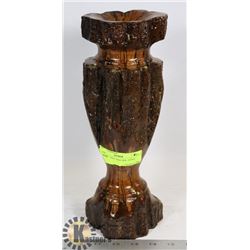 WOOD CANDLE HOLDER- HAND CARVED
