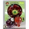 Image 1 : DECORATIVE GLASS BIRD BATH, HUMMINGBIRD FEEDER &