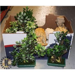 BOX OF GREEK BUSTS AND OTHER DECOR