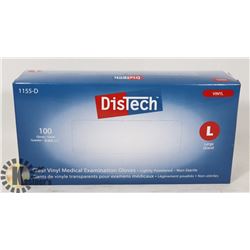 BOX OF 100 NEW  SZ L DISTECH VINYL MEDICAL EXAM