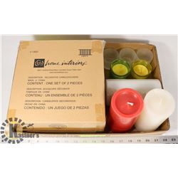 CANDLES & HOLDERS- ASSORTED BOX LOT