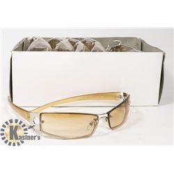 BOX OF COPPER TONE DESIGNER SUNGLASSES