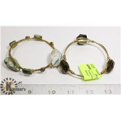 TOPAZ GLASS BANGLE AND OCEAN JASPER BANGLE
