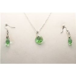 5)  MINT GREEN AND SILVER TONE SWAROVSKI