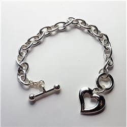 3)  SILVER TONED CHAIN BRACELET WITH HEART