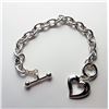 Image 1 : 3)  SILVER TONED CHAIN BRACELET WITH HEART