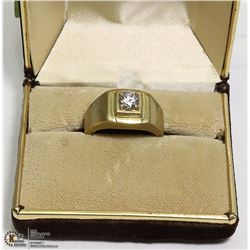 MENS ESTATE RHINESTONE GOLD TONE RING