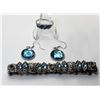 Image 1 : 7) SUITE OF AQUA BLUE CRYSTALS AND SILVER