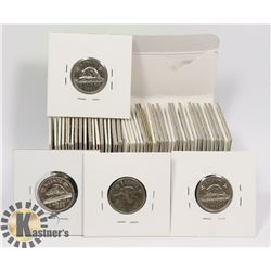 BOX OF APPROX 60 NICKELS - SOME SILVER