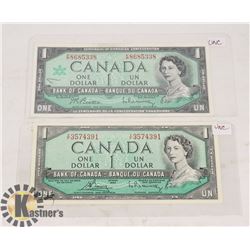 1  SHEET OF2 UNC. CANADIAN 1 DOLLAR BANK NOTES