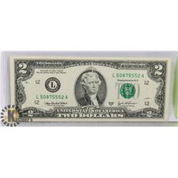 2003 UNITED STATES $2 BILL SERIAL L50875552A