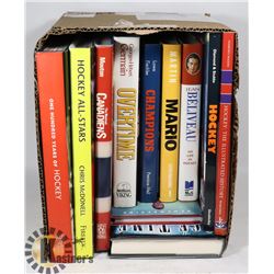 HOCKEY BOOKS- BOX OF 11 ASSORTED HARDCOVER BOOKS
