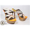 ORANGE WITH SILVER TRIM STILETTOS, SIZE - 8.5
