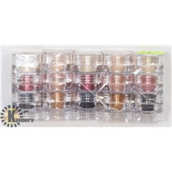 FIVE STACKS OF 3 ASSORTED MICABELLA SHIMMER