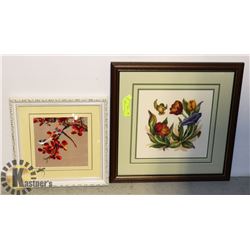 FRAMED EMBROIDERY/STITCHWORK- SET OF 2
