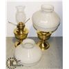 Image 1 : PAIR OF 18 1/2 INCH BRASS HURRICANE LAMPS WITH