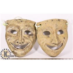 SOLID STONE GARDEN "MASKS" WALL HANGINGS- SET OF