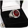 Image 1 : NEW MEN'S RING WITH RED STONE - SIZE 9 -