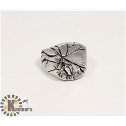COOL RETRO STAINLESS STEEL CRACKED BARK MEN RING