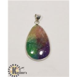 #107-RAINBOW SOLA QUARTZ PENDANT