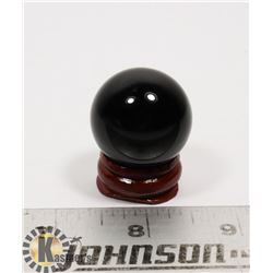 #103-BLACK OBSIDIAN SPHERE BALL 30.0mm + STAND