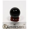 Image 1 : #103-BLACK OBSIDIAN SPHERE BALL 30.0mm + STAND