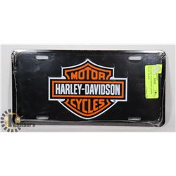 TIN HARLEY DAVIDSON LICENSE PLATE - BLACK