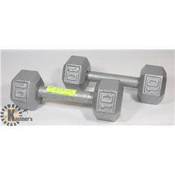 WEIGHTS- SET OF 2 METAL (10 LB DUMBBELLS)