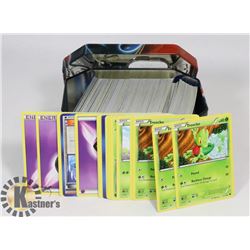 POKEMON TIN WITH APROX 300 CARDS(MIXED)