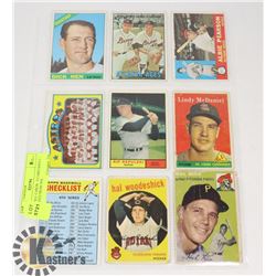 BASEBALL CARDS 9 CARD SHEET - ASSORTED FROM 50'S,