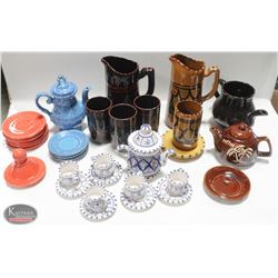 BOX OF ASSORTED TEA POTS