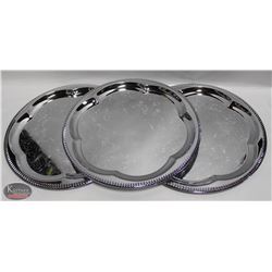 3 NEW JOHNSON ROSE 14" ROUND SERVING TRAYS