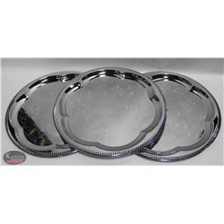 3 NEW JOHNSON ROSE 14" ROUND SERVING TRAYS