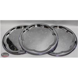 3 NEW JOHNSON ROSE 14" ROUND SERVING TRAYS
