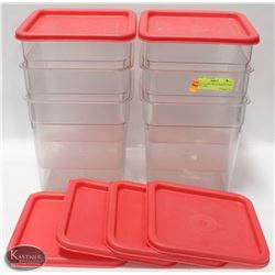 LOT OF EIGHT 8QT INGREDIENT BINS W/ 6 LIDS