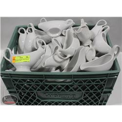 CRATE OF CERAMIC GRAVY BOATS W/ HANDLE LOOP