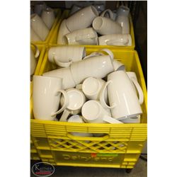 2 CRATES OF PORCELAIN COFFEE MUGS- WHITE