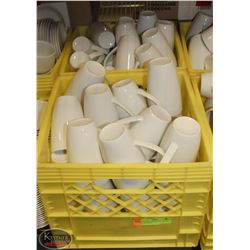 2 CRATES OF PORCELAIN COFFEE MUGS- WHITE