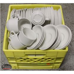 CRATE FULL OF SAUCER PLATES AND TEACUPS