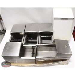 LOT OF 5 STAINLESS STEEL TISSUE DISPENSERS W/