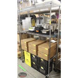4' CHROME-WIRE STORAGE RACK ON CASTORS-3 TIER